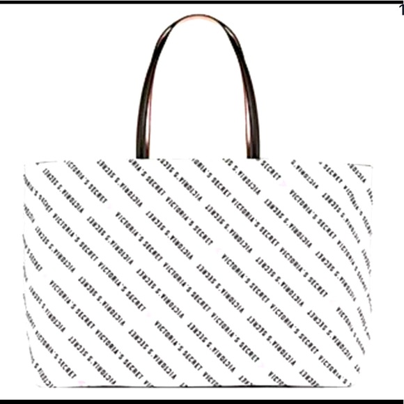 Victoria Secret PINK hearts canvas TOTE NEW W TAGS - Picture 1 of 8